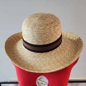 Le Beau Chapeau | Straw Boater Hat with Ribbon | Summer Court | OS
